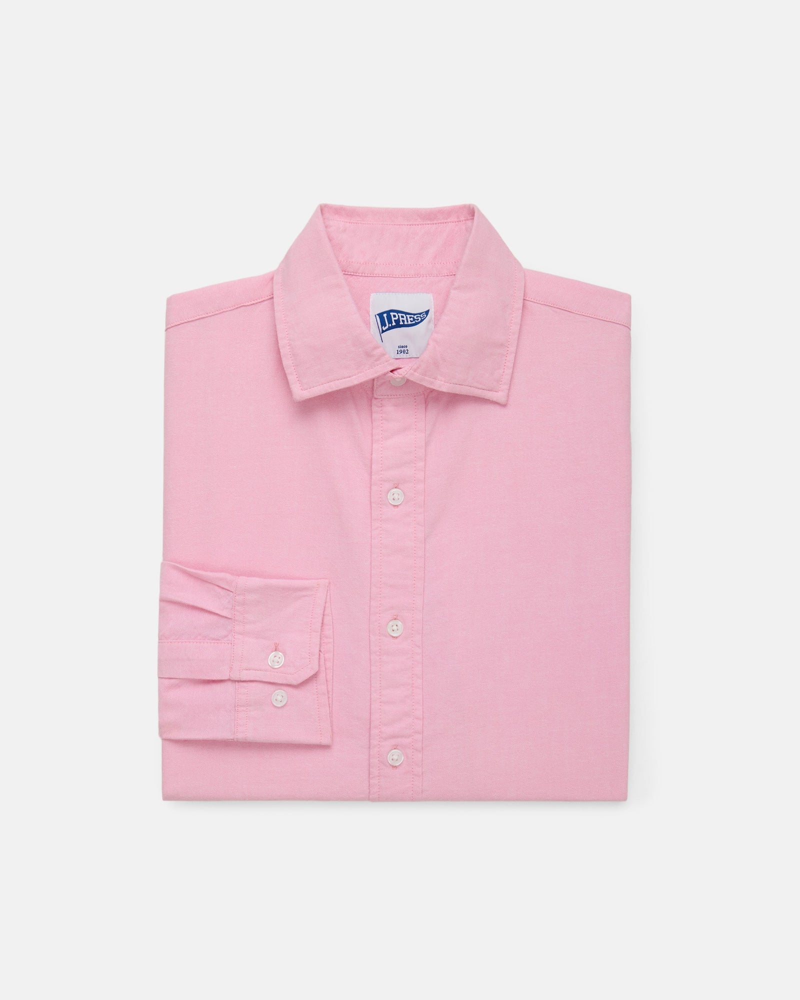 Pink Enzyme Washed Oxford Spread Collar Shirt Trim Fit