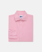 Pink Enzyme Washed Oxford Spread Collar Shirt Trim Fit