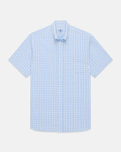Light Check Cotton Linen Short Sleeve Sport Shirt Classic Fit