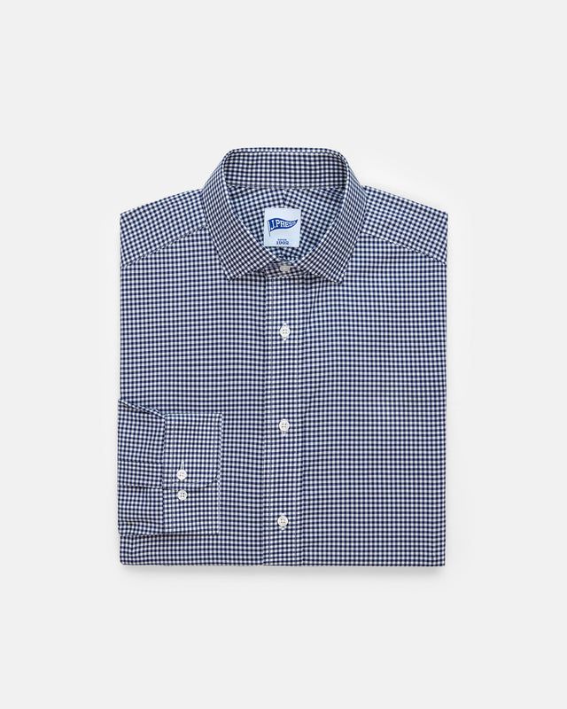 Gingham Spread Collar Dress Shirt Trim Fit
