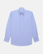 Made-in-USA Blue End-On-End Point Collar French Cuff Dress Shirt - Classic Fit