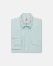 Made In Usa Flap Pocket Green University Stripe Oxford Cloth Shirt Classic Fit