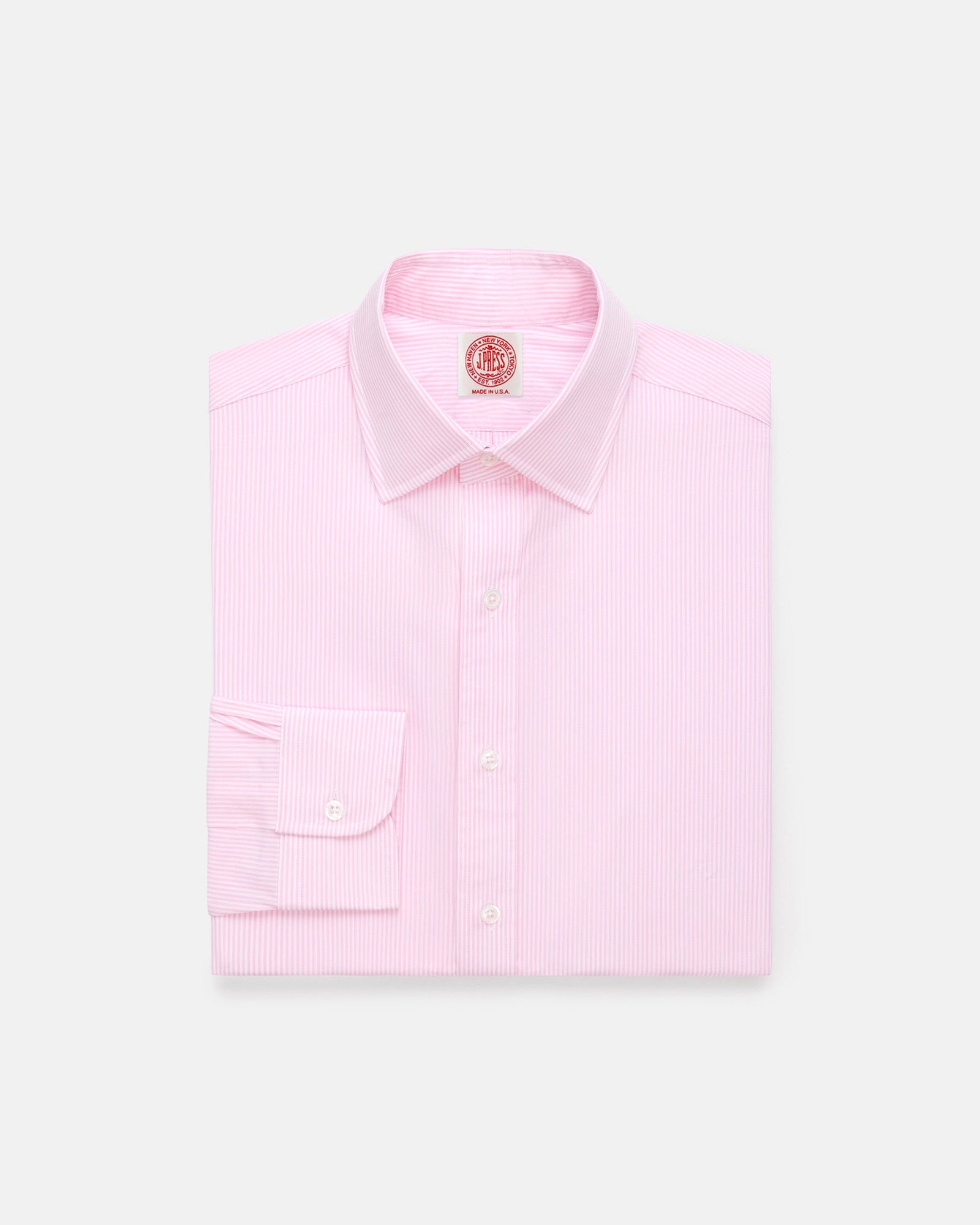 Made In Usa Thomas Mason Pink Bengal Stripe Spread Collar Dress Shirt Classic Fit