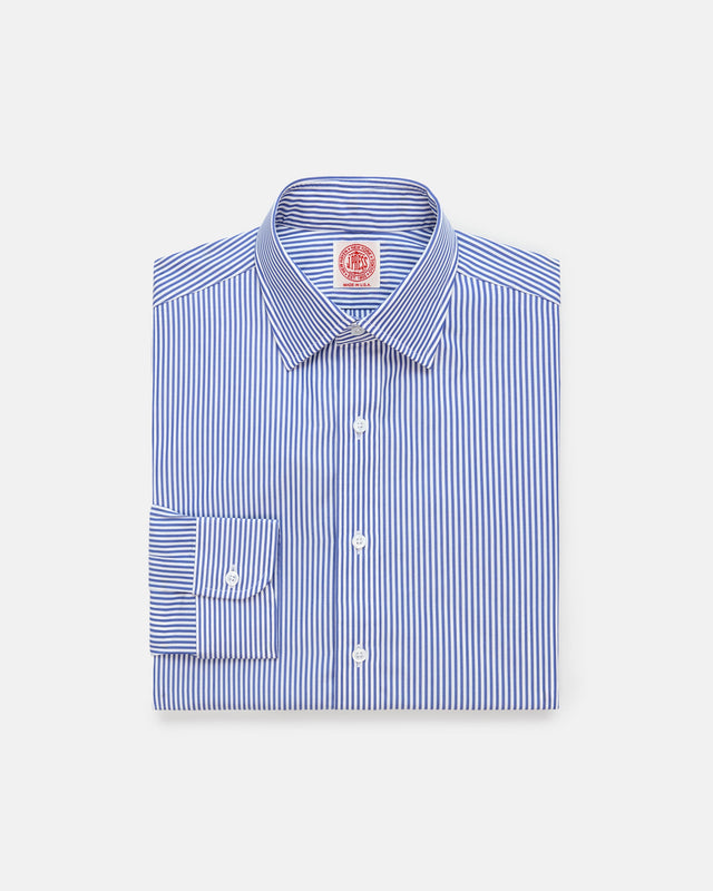 Made In Usa Thomas Mason Bengal Stripe Spread Collar Dress Shirt Classic Fit