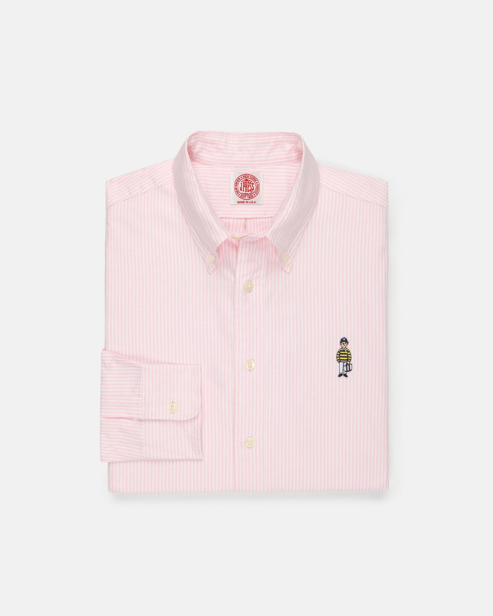 Made In Usa Ivy Guy Pink University Stripe Oxford Cloth Shirt Classic Fit