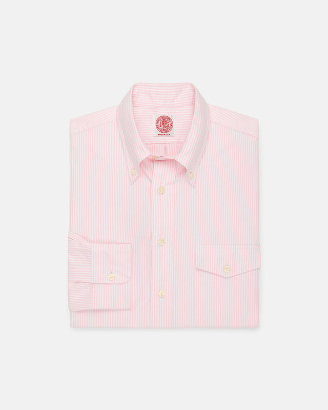Made In Usa Flap Pocket Pink University Stripe Oxford Cloth Shirt Classic Fit