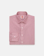 Made In Usa Thomas Mason Red Bengal Stripe Spread Collar Dress Shirt Classic Fit