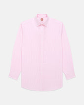 Made In Usa Thomas Mason Pink Bengal Stripe Spread Collar Dress Shirt Classic Fit