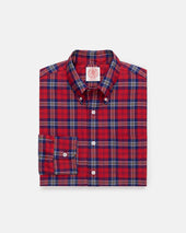 Made In Usa Red Ground Tartan Flannel Sport Shirt Classic Fit