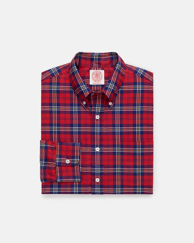 Made In Usa Red Ground Tartan Flannel Sport Shirt Classic Fit