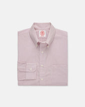Made-in-USA Burgundy Hairline Stripe Button Down Shirt - Classic Fit