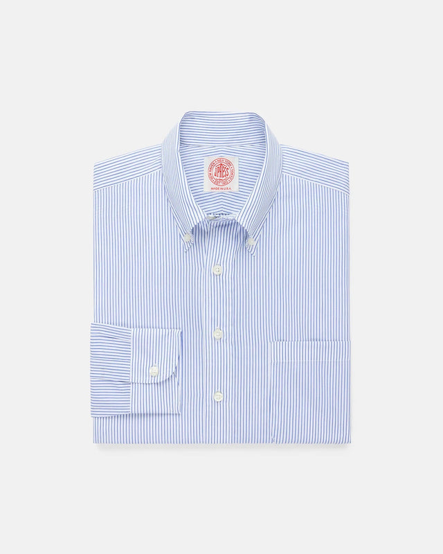 Made-in-USA Light Blue Pencil Stripe Button Down Shirt - Classic Fit