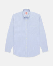 Made-in-USA Light Blue Pencil Stripe Button Down Shirt - Classic Fit