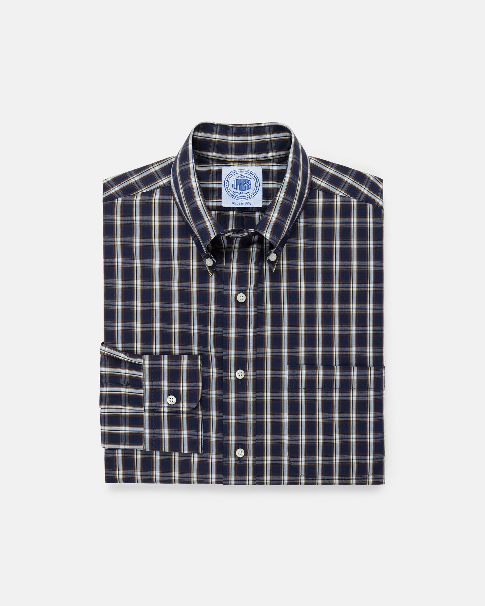 Made In Usa Plaid Cotton Broadcloth Sport Shirt Classic Fit