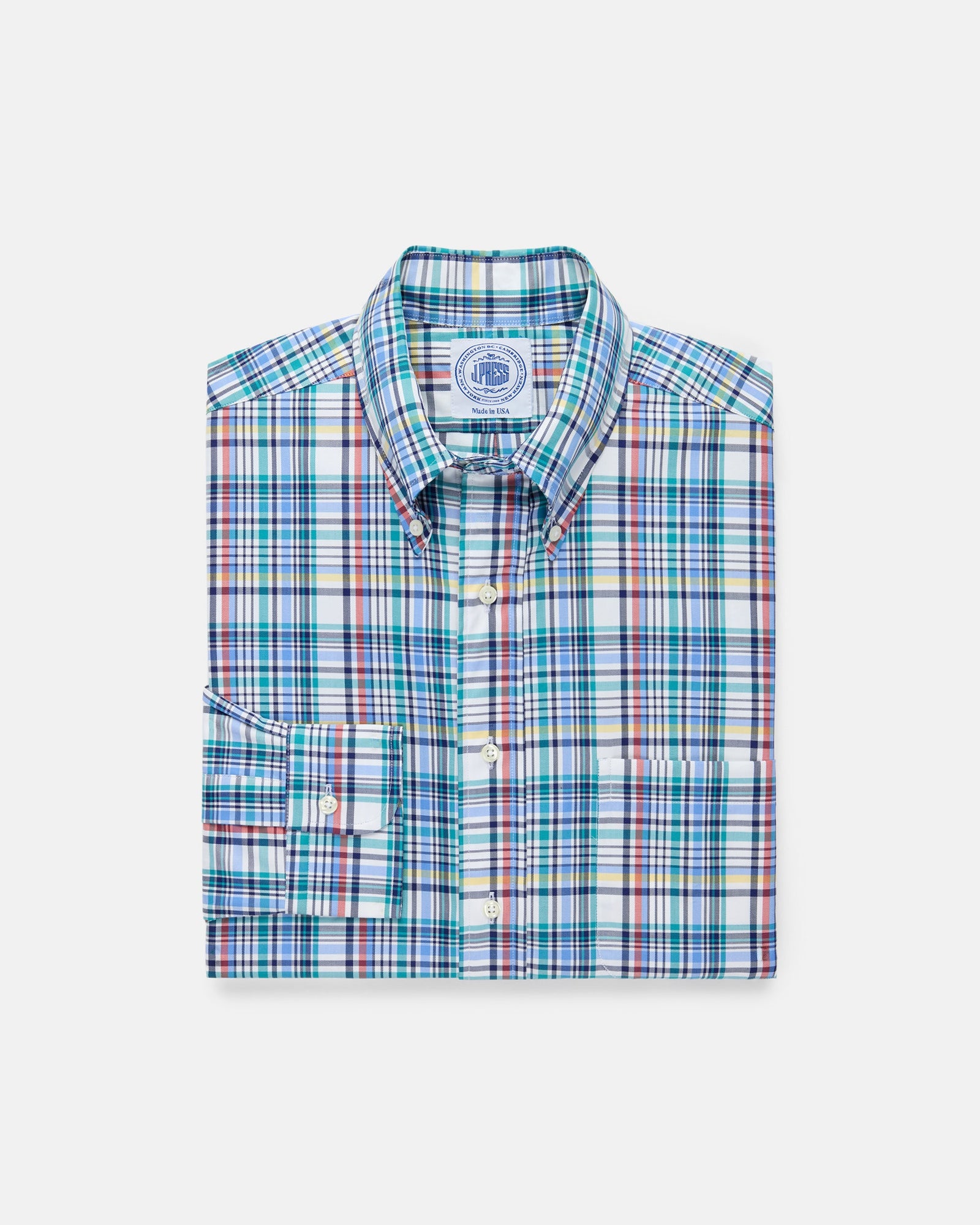 Made In Usa Red Plaid Button Down Sport Shirt Classic Fit