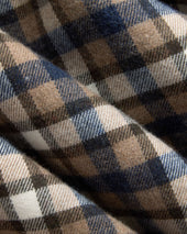 Navy Plaid Cotton Flannel Button Down Sport Shirt Classic Fit