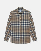 Navy Plaid Cotton Flannel Button Down Sport Shirt Classic Fit