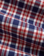 Red Blue Plaid Cotton Flannel Button Down Sport Shirt Classic Fit