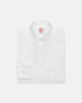 Made-in-USA White Broadcloth Point Collar French Cuff Dress Shirt - Classic Fit