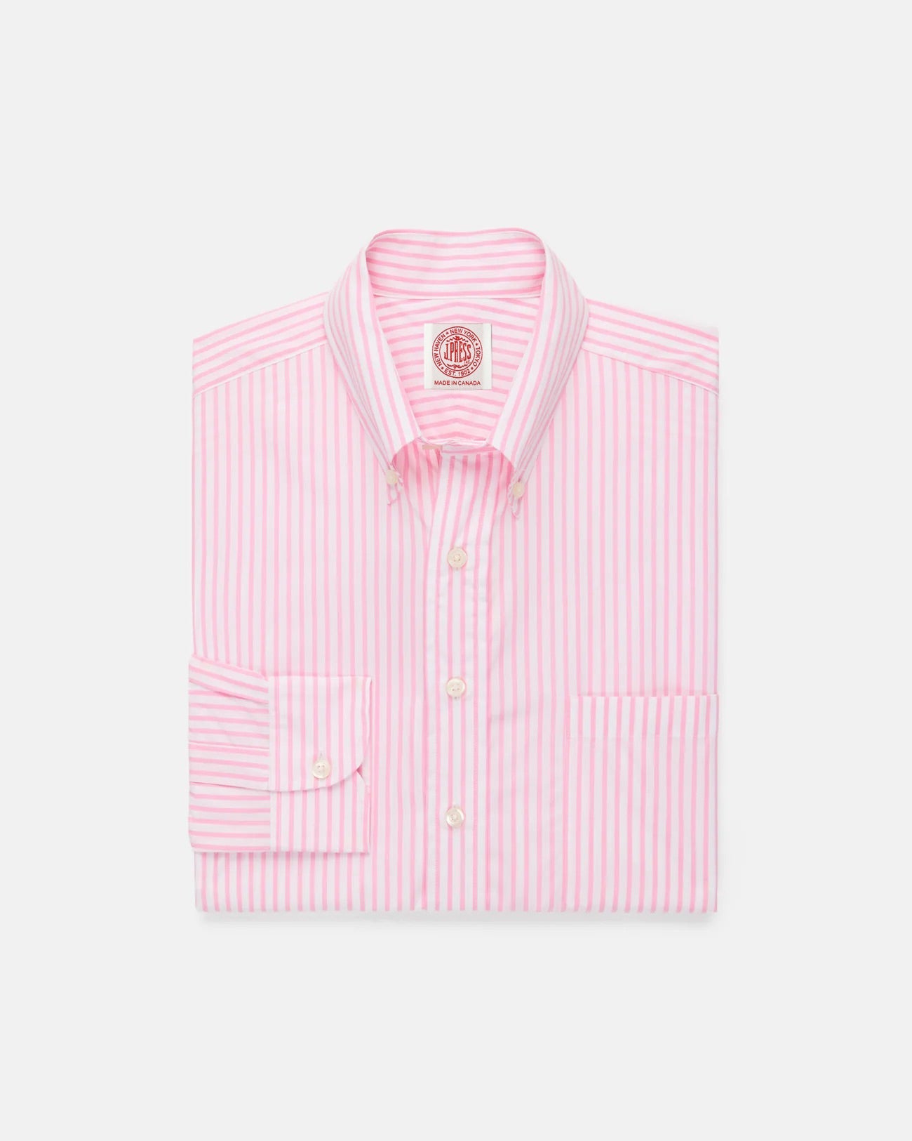 Made In Canada Pink Butcher Stripe Button Down Shirt Classic Fit