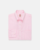 Made In Canada Pink Butcher Stripe Button Down Shirt Classic Fit