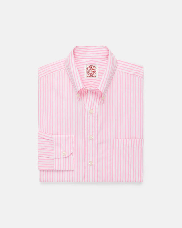 Made In Canada Pink Butcher Stripe Button Down Shirt Classic Fit