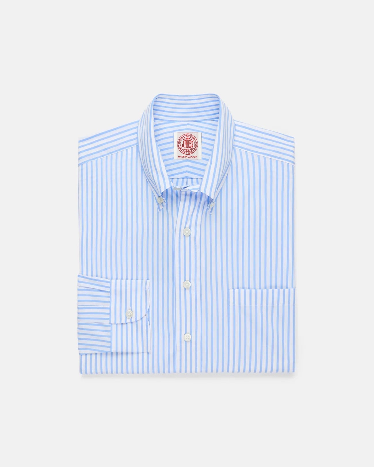 Made In Canada Light Butcher Stripe Button Down Shirt Classic Fit