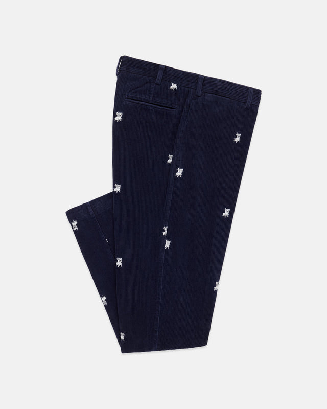 Bulldog Embroidered Corduroy Pant