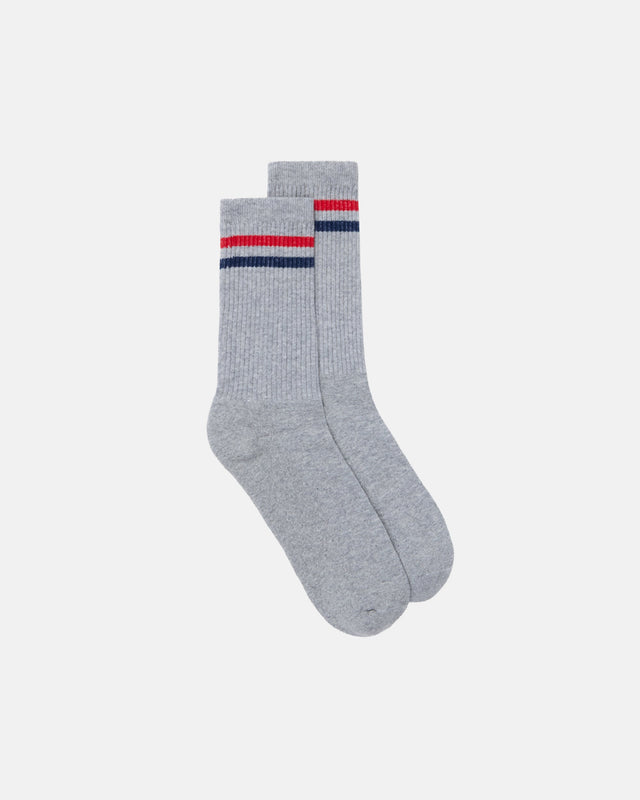 Made In Usa Grey Ivy Stripe Cotton Crew Socks