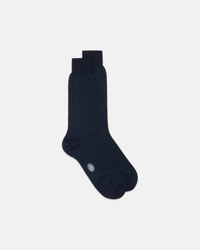 Made In Italy Green Mini Polka Dot Mid Calf Wool Sock