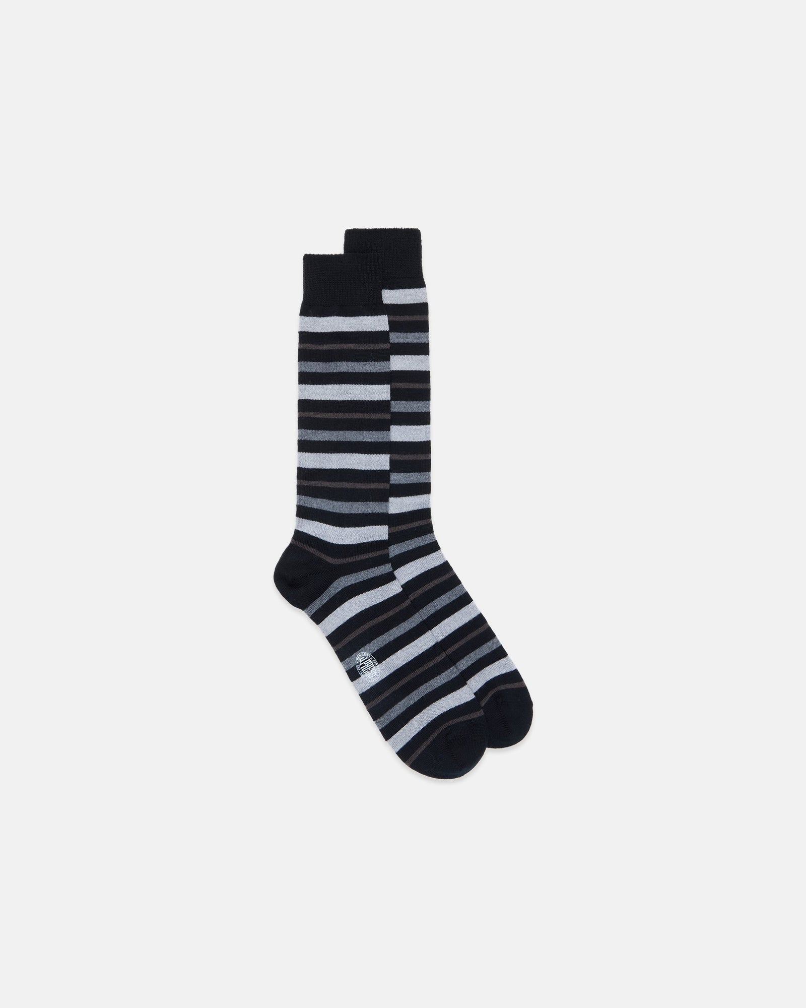 Made In Italy Grey Multi Stripe Mid Calf Wool Sock