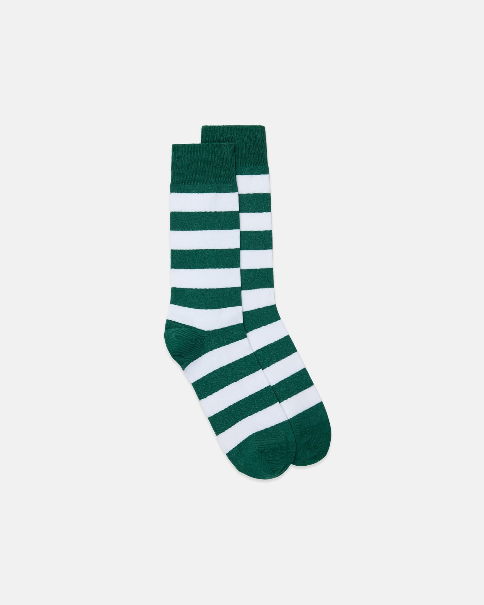 Green White Hoop Stripe Cotton Socks