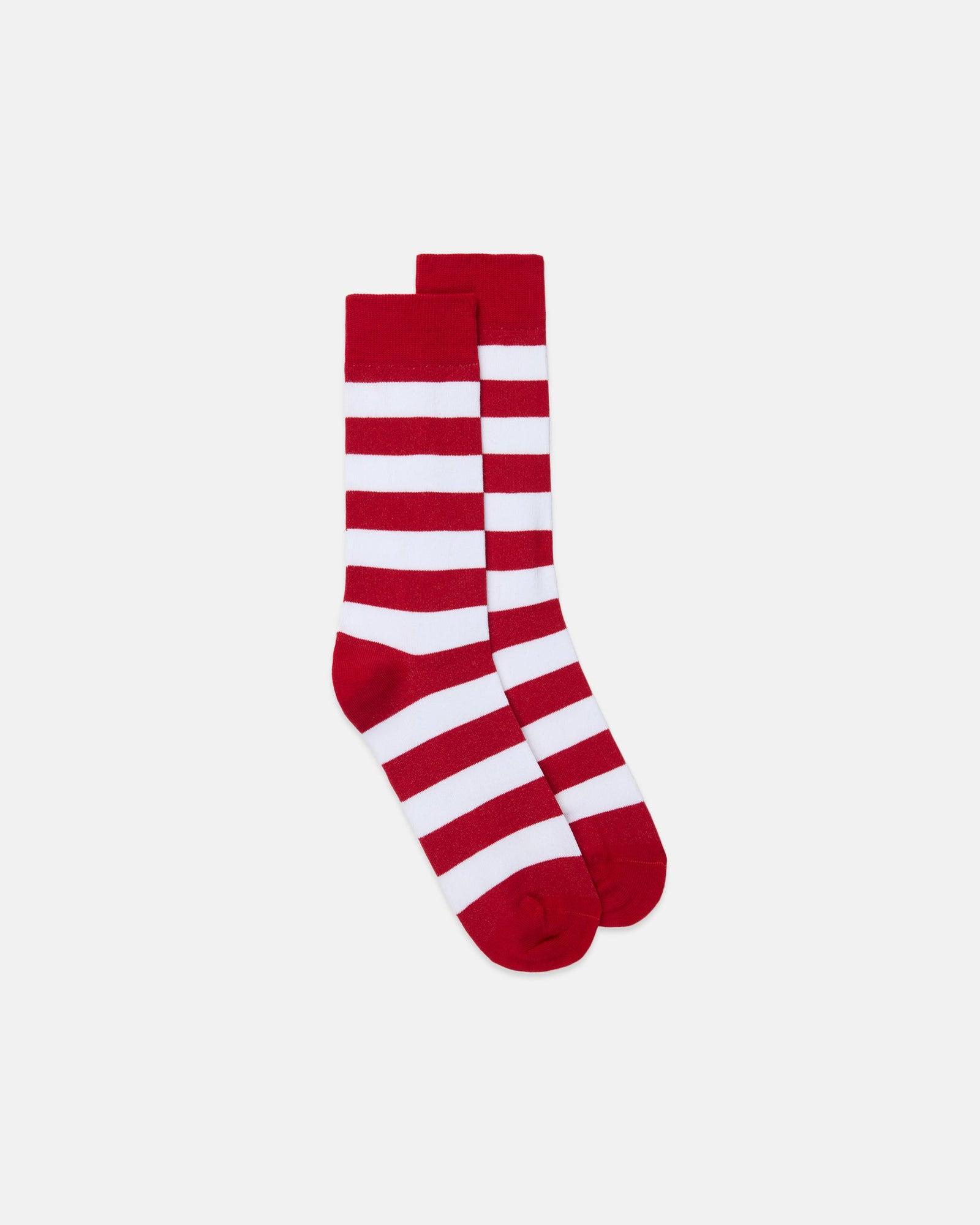Red White Hoop Stripe Cotton Socks