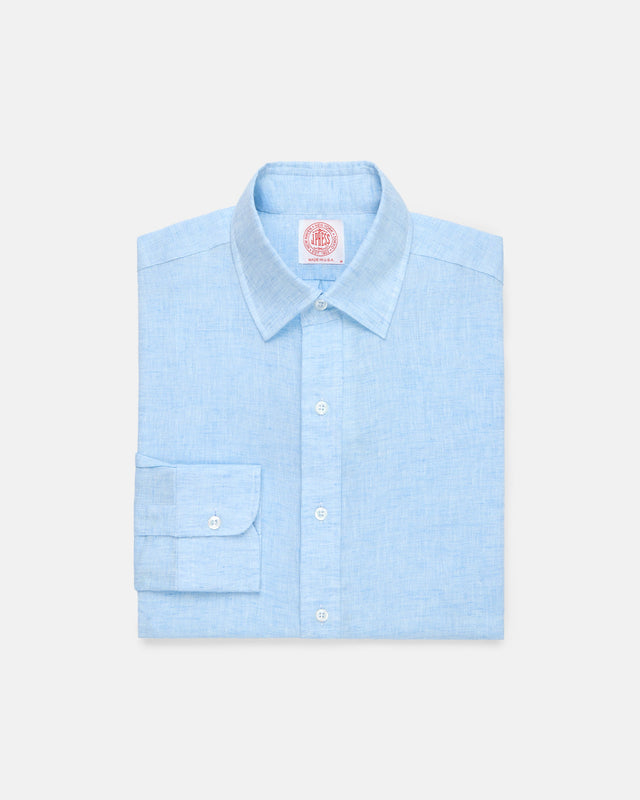 Made In Usa Thomas Mason Light Spread Collar Linen Shirt Classic Fit