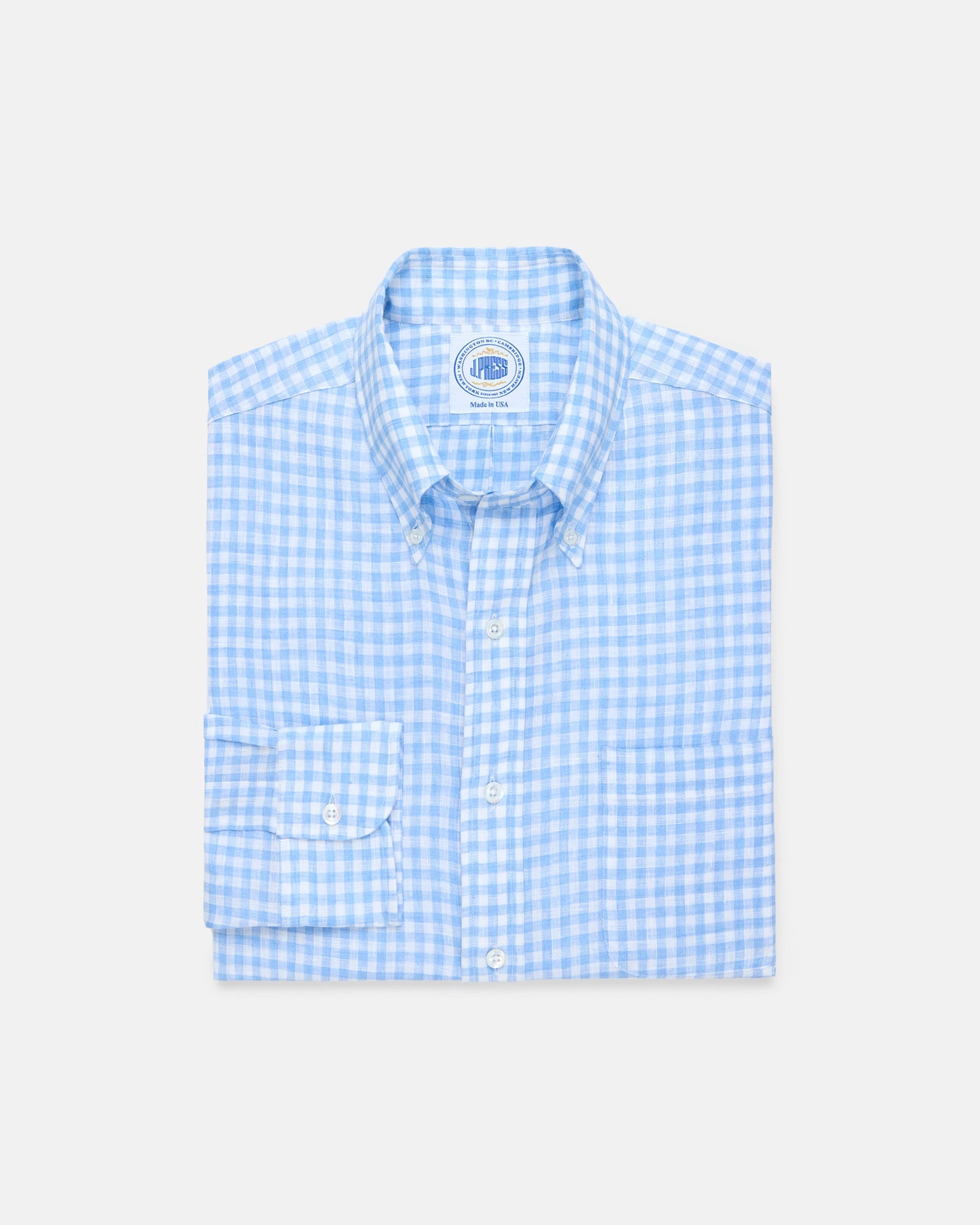 Made In Usa Thomas Mason Light Gingham Linen Shirt Classic Fit