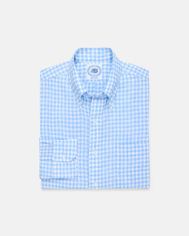 Made In Usa Thomas Mason Light Gingham Linen Shirt Classic Fit