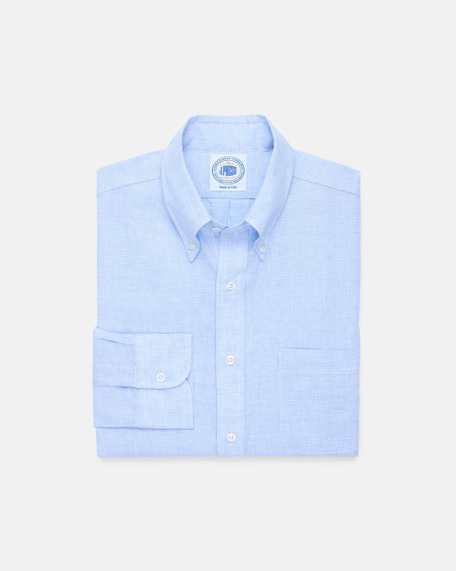 Made In Usa Thomas Mason Light Mini Check Linen Shirt Classic Fit
