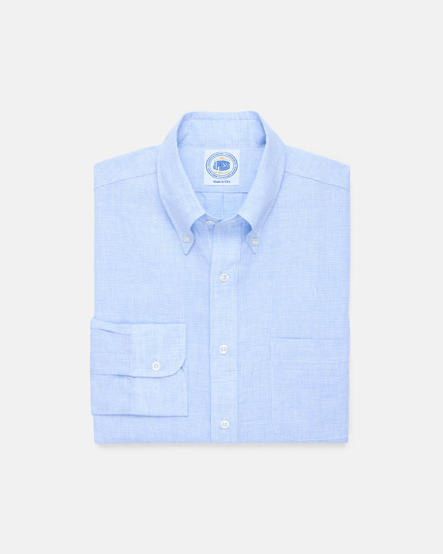 Made In Usa Thomas Mason Light Mini Check Linen Shirt Classic Fit