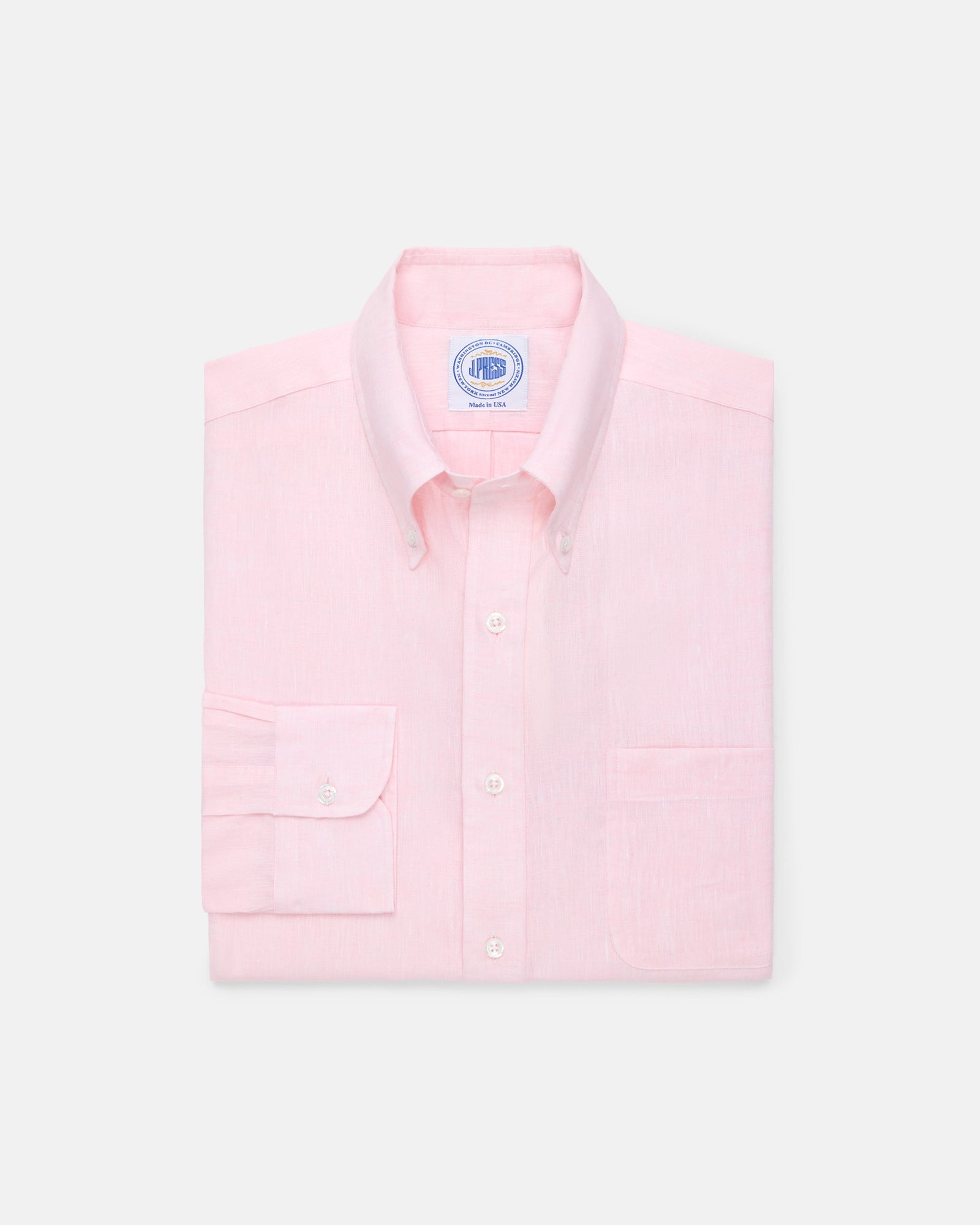 Made In Usa Thomas Mason Pink Linen Shirt Classic Fit