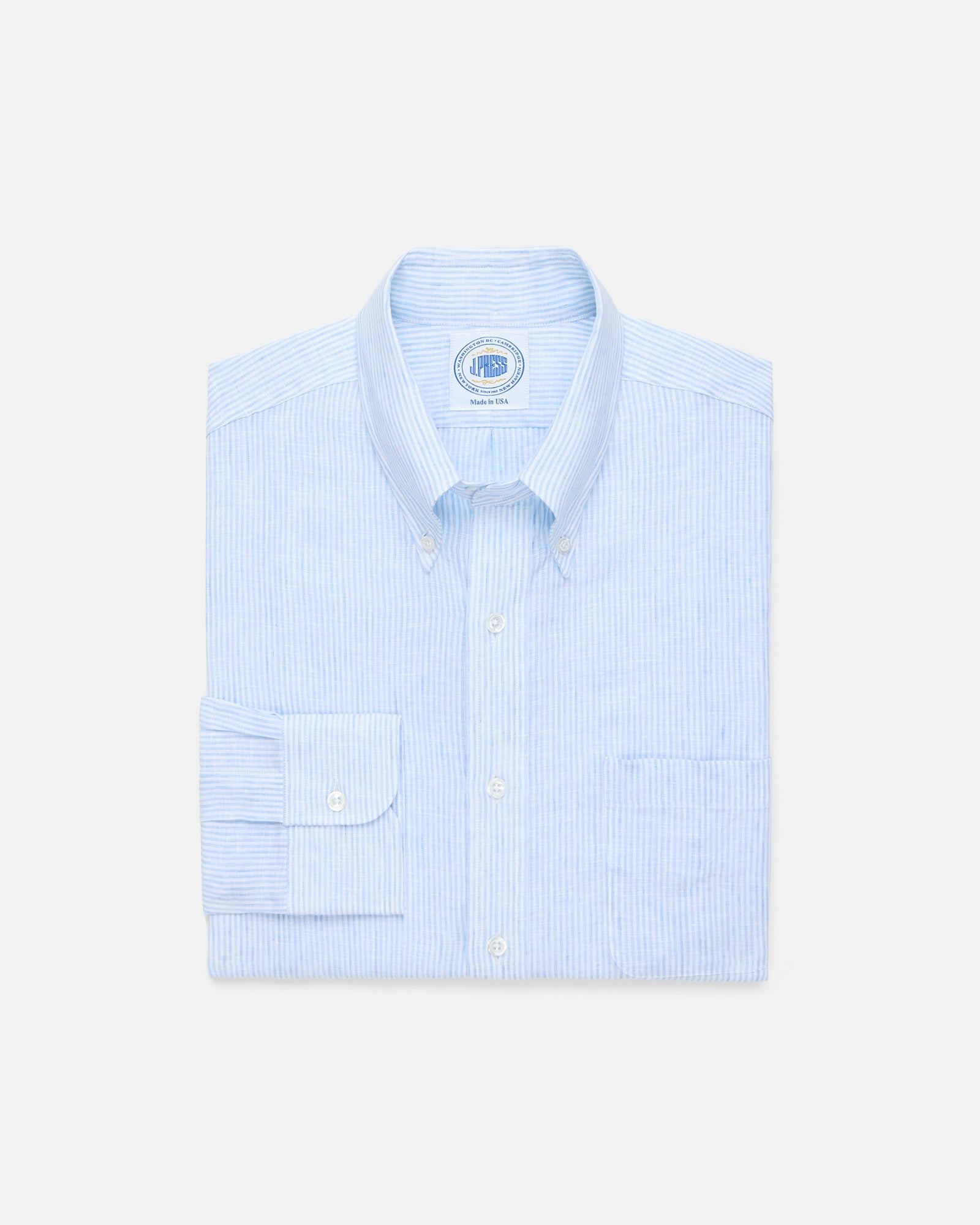 Made In Usa Thomas Mason Light Candy Stripe Linen Shirt Classic Fit