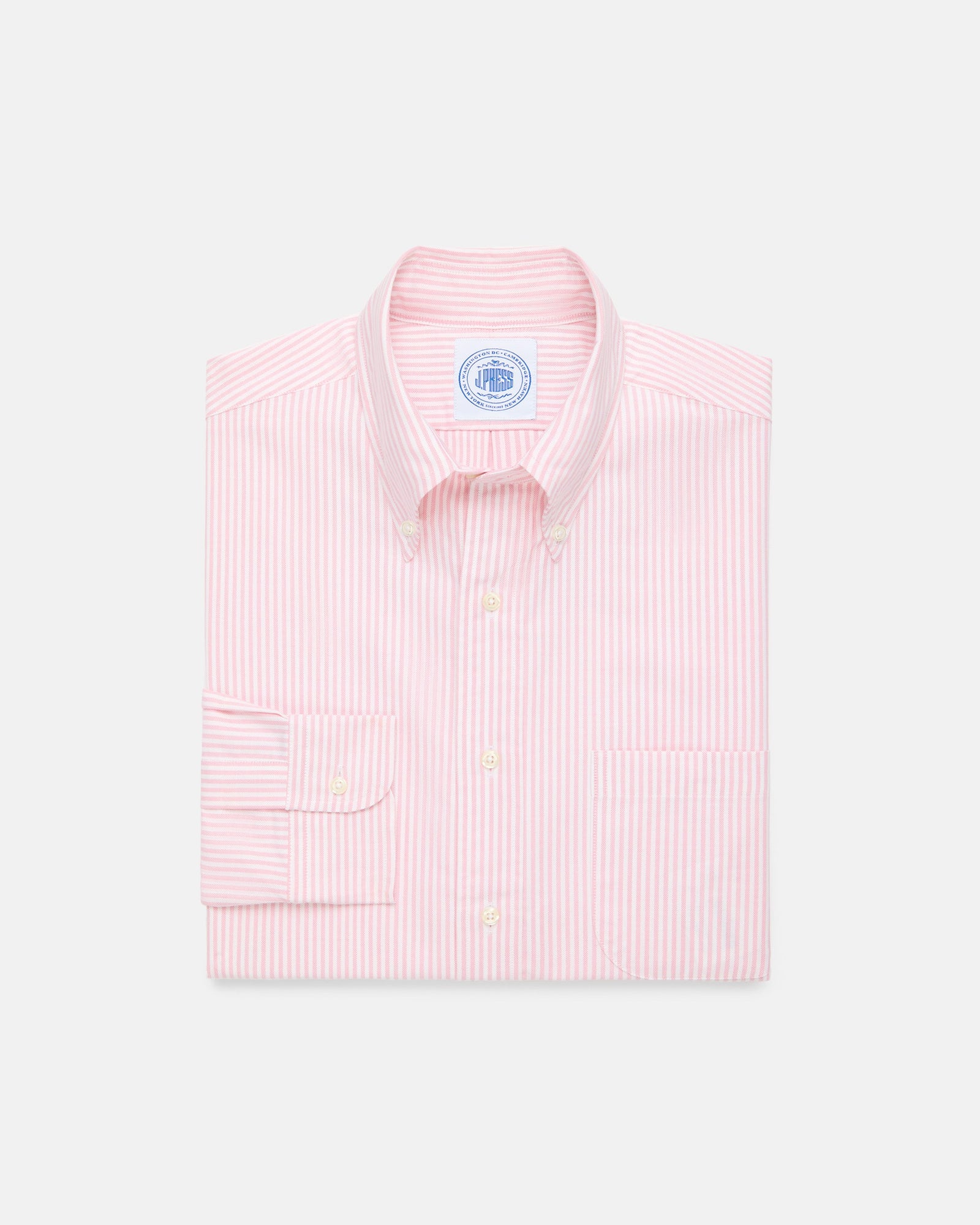 Made In Usa Pink Candy Stripe Oxford Cloth Dress Shirt Classic Fit