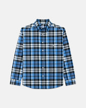 Cream Plaid Cotton Flannel Sport Shirt Trim Fit