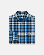 Cream Plaid Cotton Flannel Sport Shirt Trim Fit