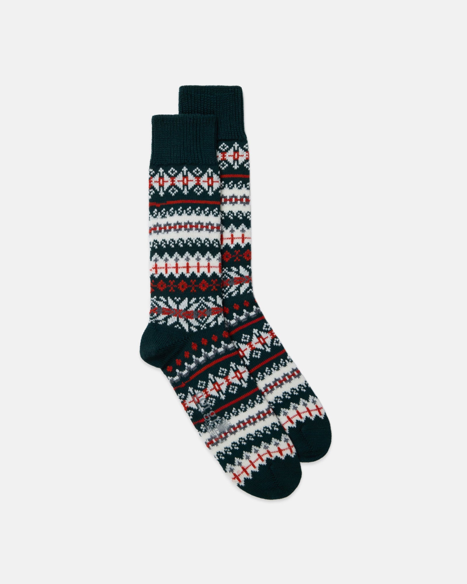 Made In England Green Fair Isle Wool Socks