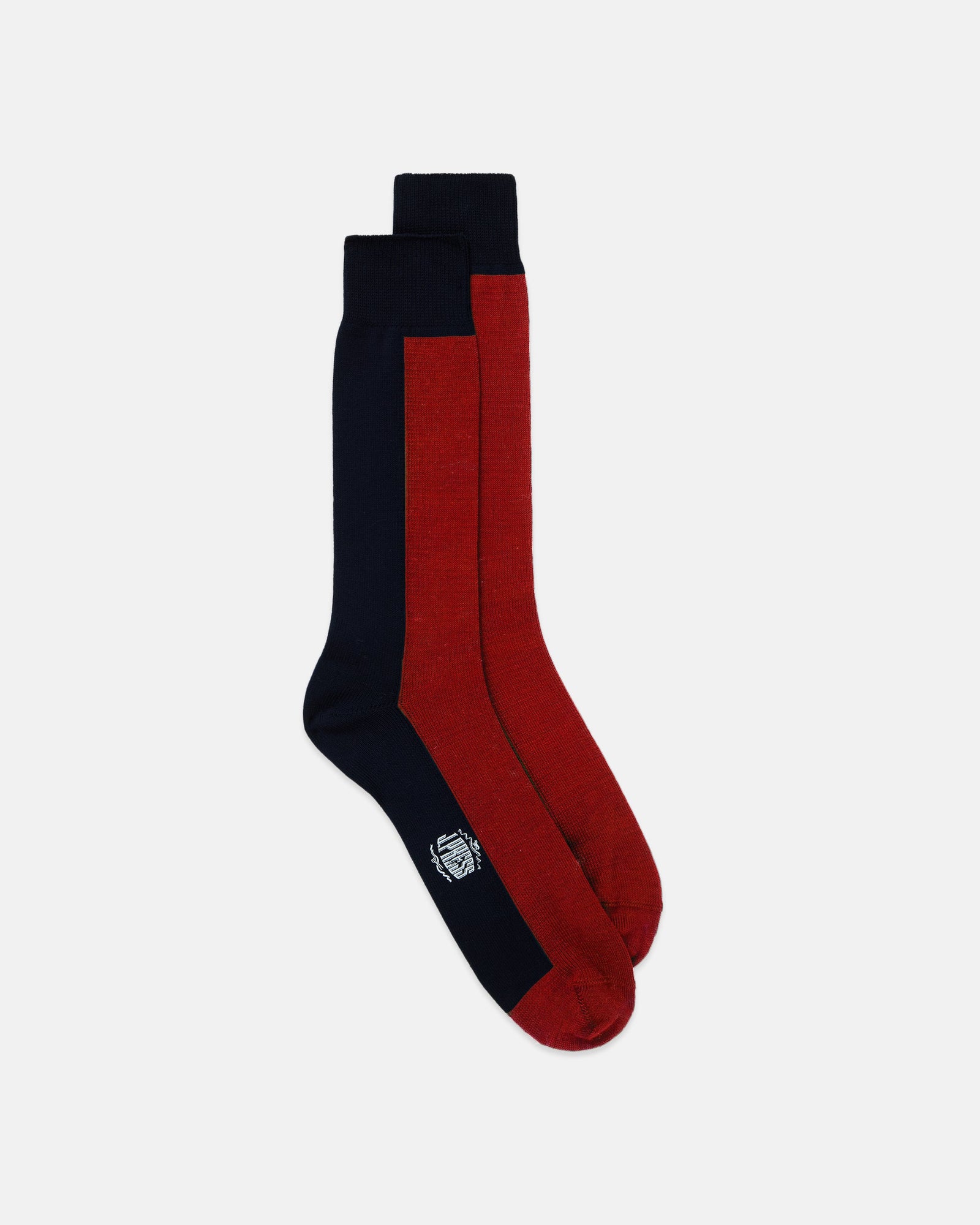 Made In Italy Red Navy Vertical Stripe Cotton Socks