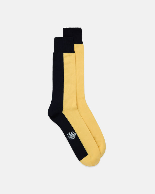 Made In Italy Navy Vertical Stripe Cotton Socks