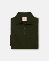 Made In Italy Loden Green Cashmere Long Sleeve Polo