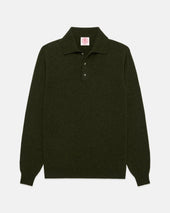 Made In Italy Loden Green Cashmere Long Sleeve Polo