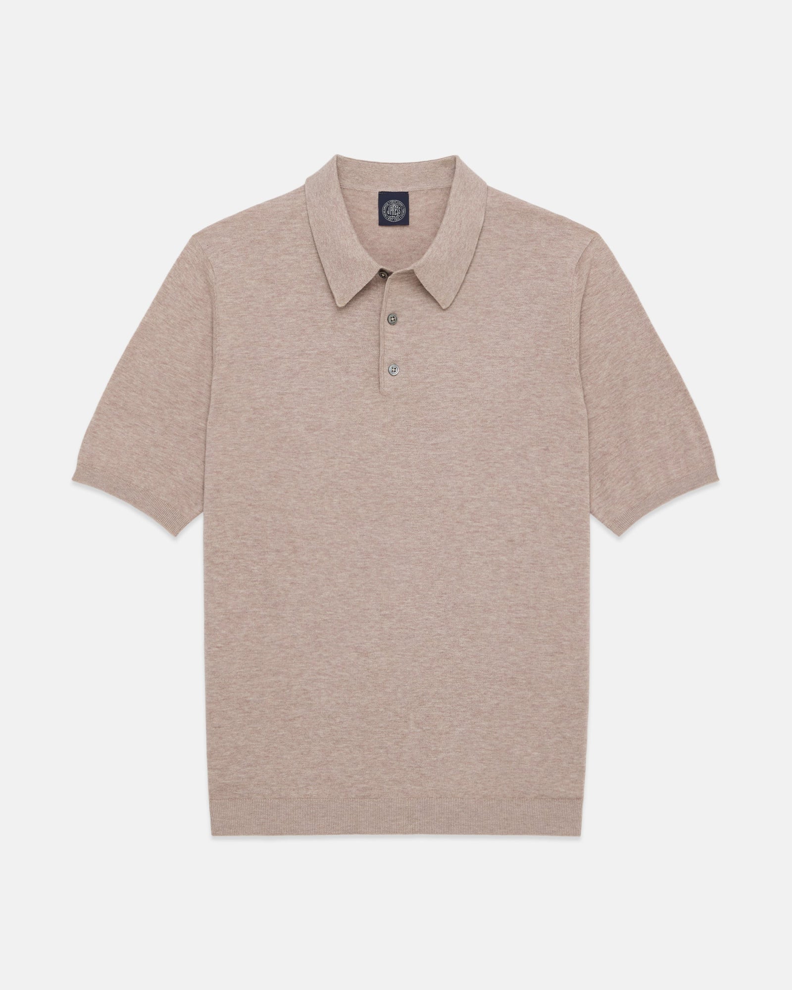 Light Brown High Twist Cotton Polo Trim Fit