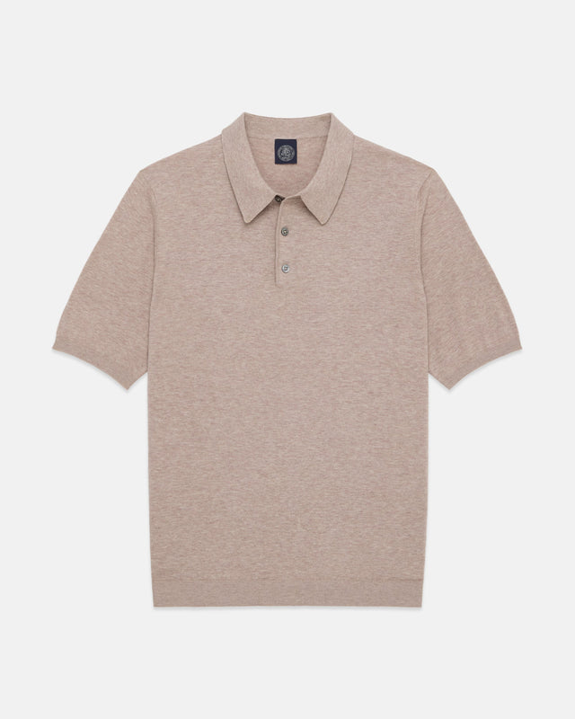 Light Brown High Twist Cotton Polo Trim Fit